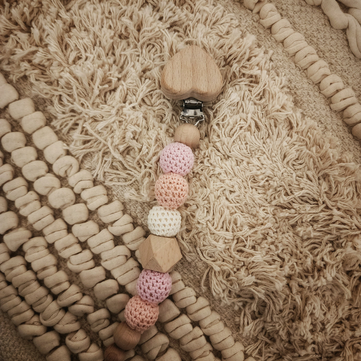 Wooden Crochet Pacifier Clip