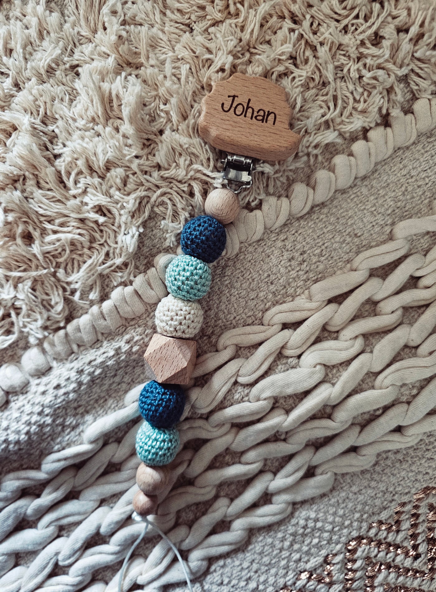 Wooden Crochet Pacifier Clip