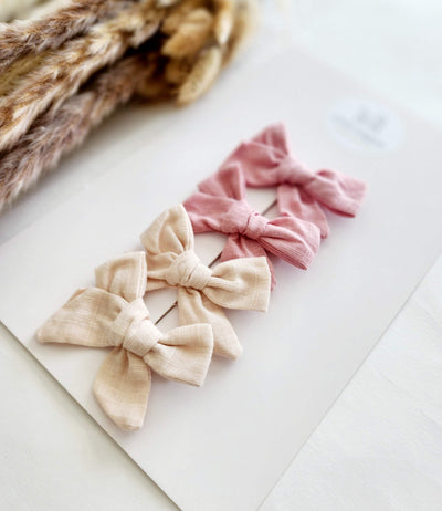 Pink/Beige Cotton Hairclips | Image 2