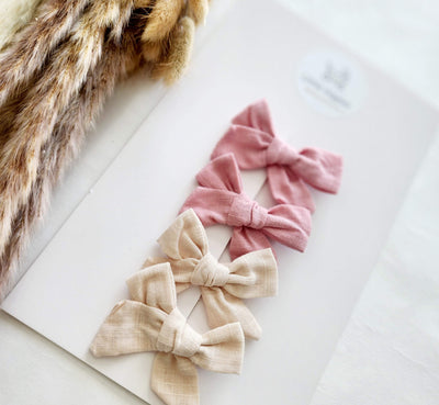 Pink/Beige Cotton Hairclips | Image 1