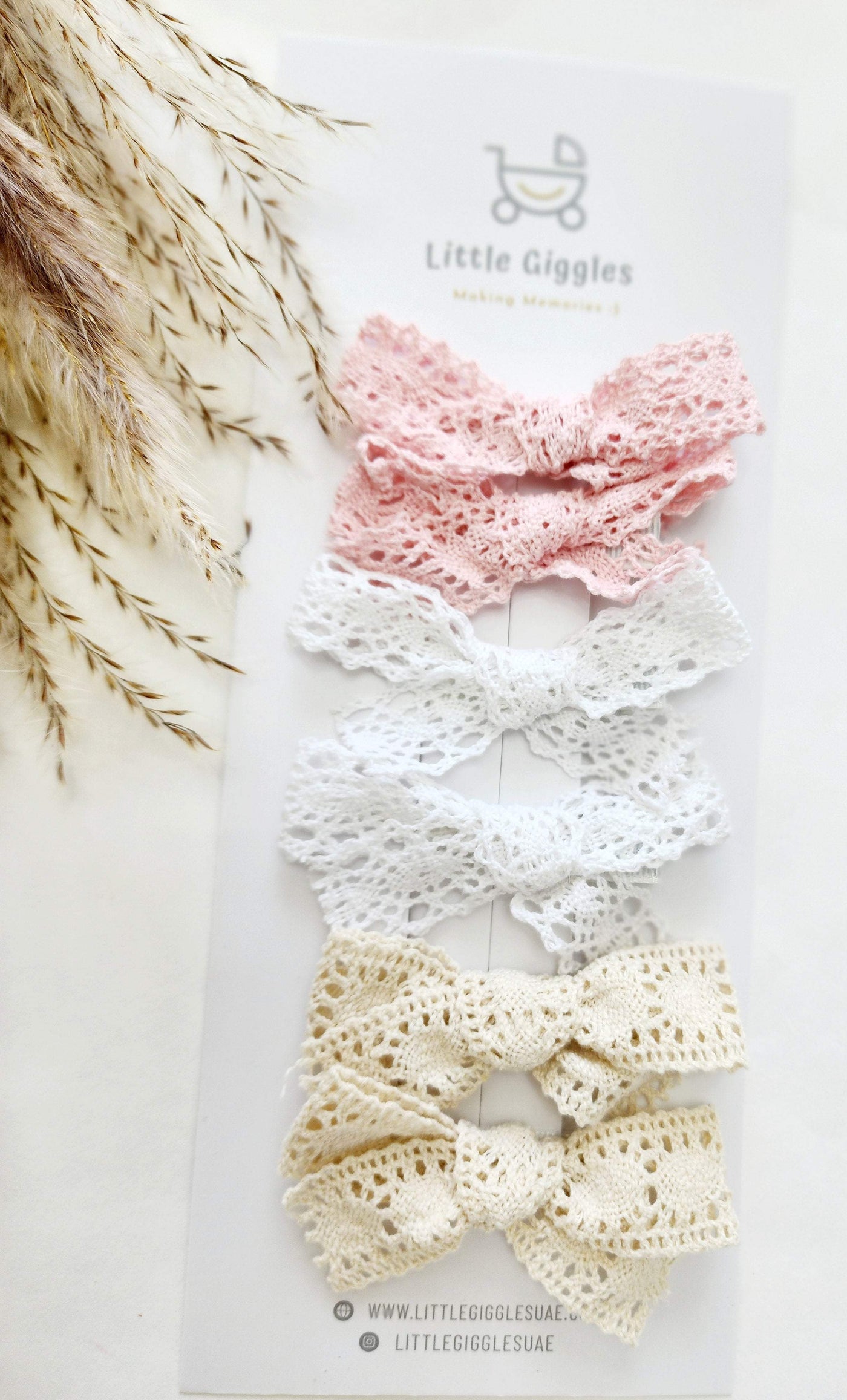 Lace Hair Clips - Pinks