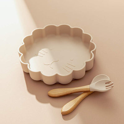 Kitty Beige Silicone Plate and Bowl Set | Image 1