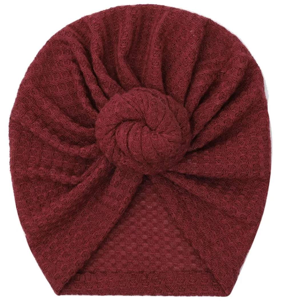 Waffle Knit Knot Raspberry Turban