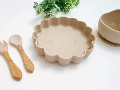 Kitty Beige Silicone Plate and Bowl Set | Image 3