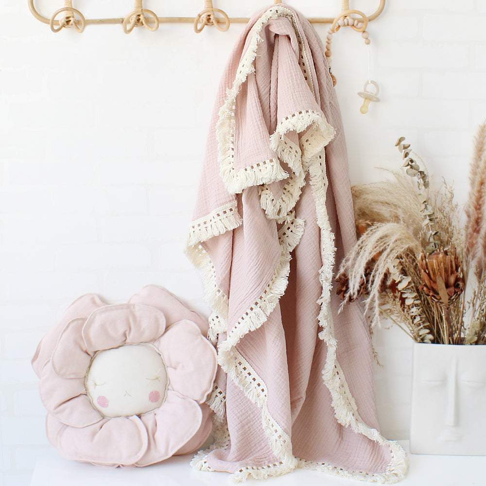 Pink Cotton Muslin Blanket | Image 1