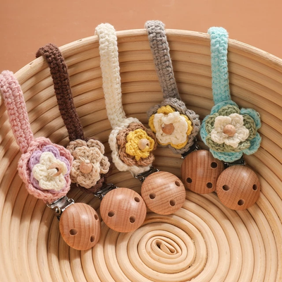 Crochet Flower Pacifier Clips | Image 1