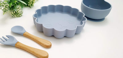 Kitty Blue Silicone Plate & Bowl Set | Image 2