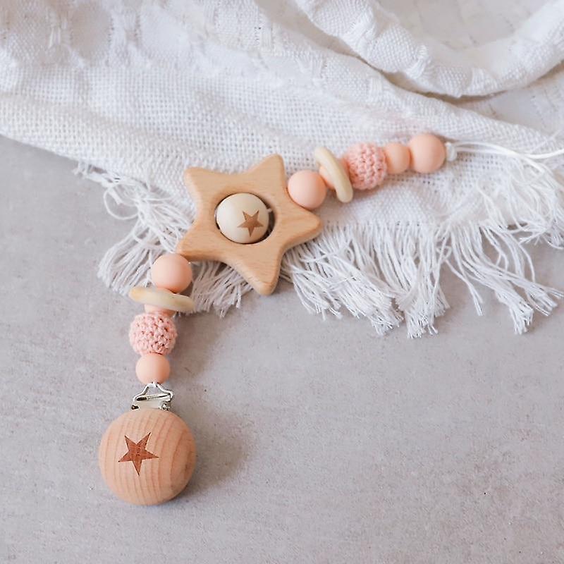 Pink Star Pacifier Clip | Image 1