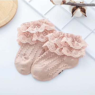 Lace Cotton Pink Socks