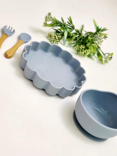 Kitty Blue Silicone Plate & Bowl Set | Image 1
