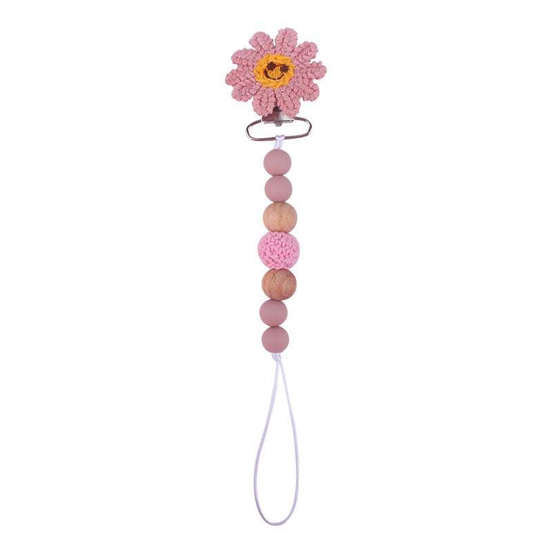 Happy Flower Pink Pacifier Clip