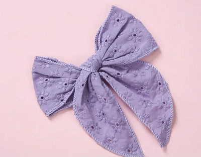 Embroided Cotton Purple Hair Clip