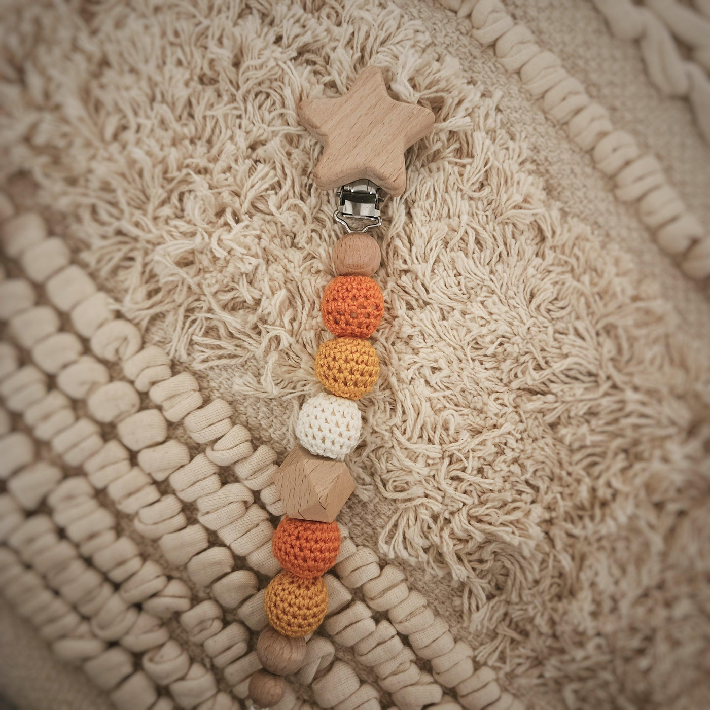 Wooden Crochet Pacifier Clip