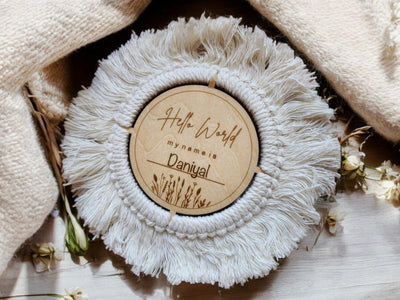 Macrame Announcement Plaque