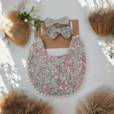 Reversible Lace Bib and Headband Set