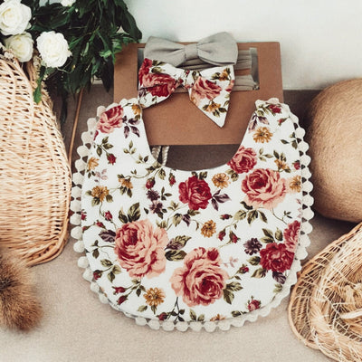 Reversible Lace Bib and Headband Set