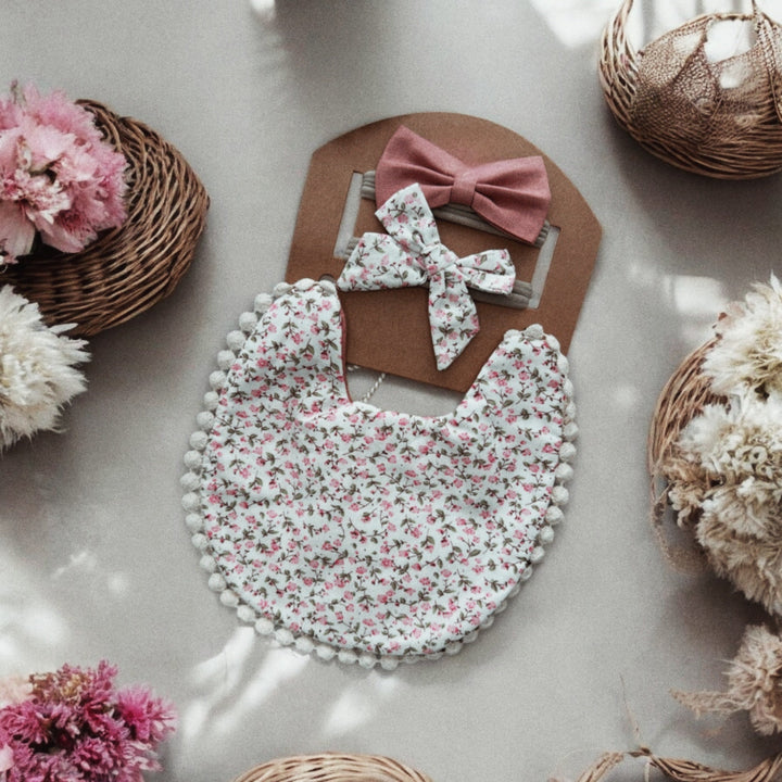 Reversible Lace Bib and Headband Set