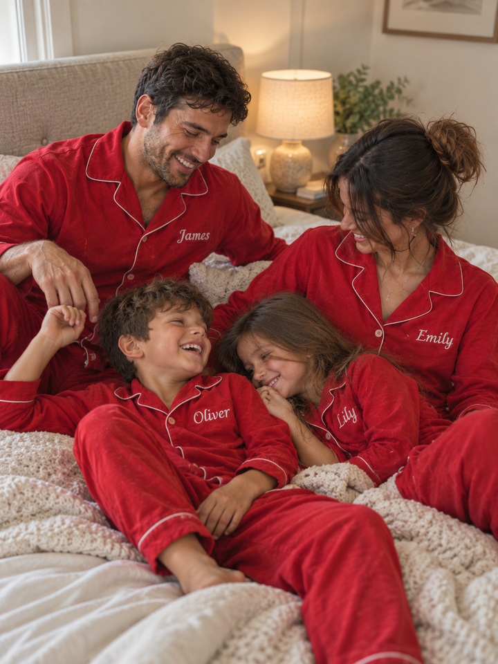 Customised matching family Christmas pyjamas