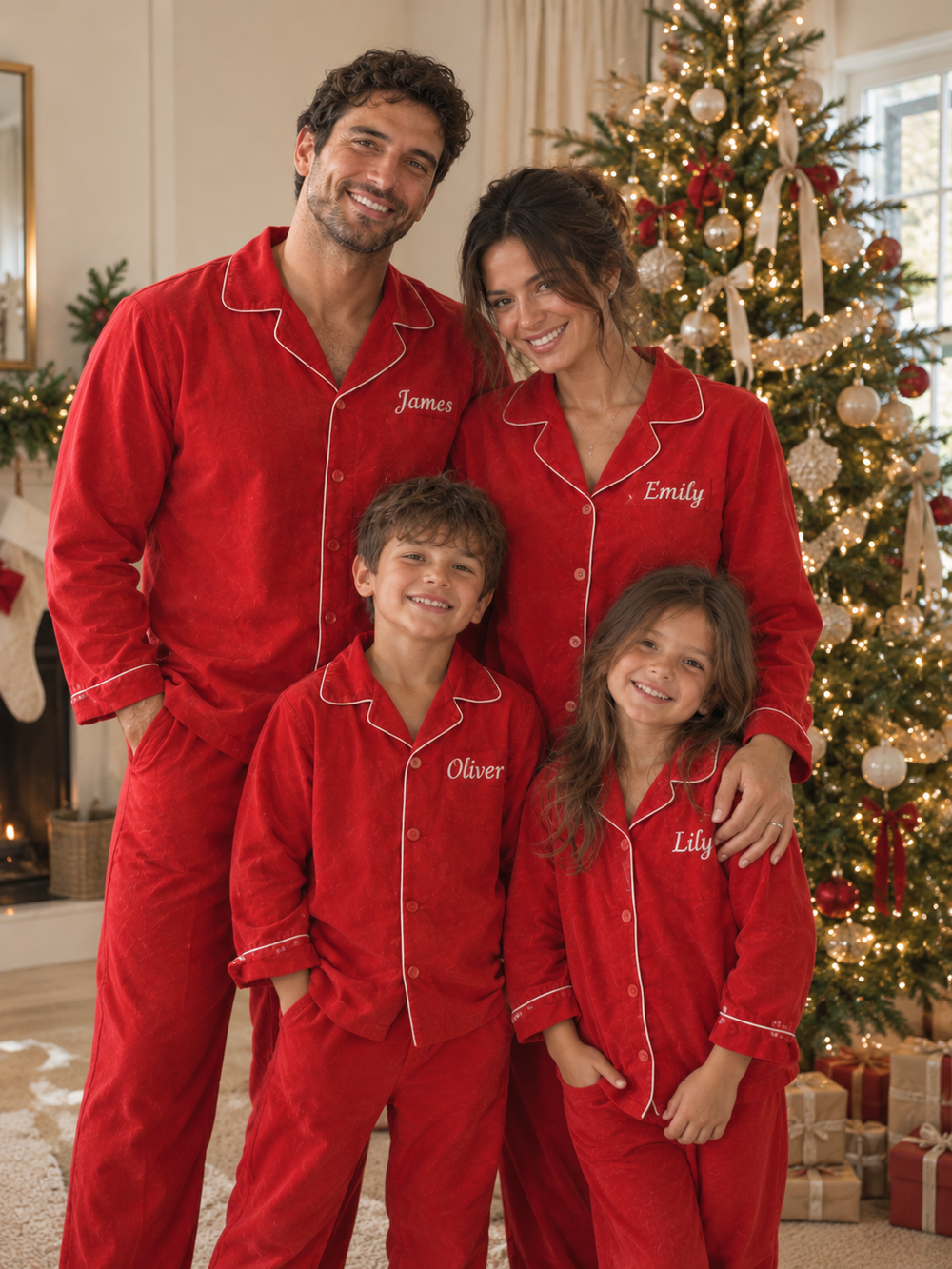 Customised matching family Christmas pyjamas, alternate view