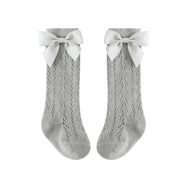 Cotton Knit Bow Socks