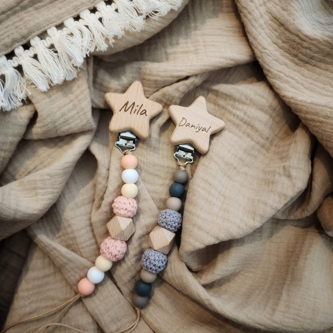 Wooden Star Pacifier Clip