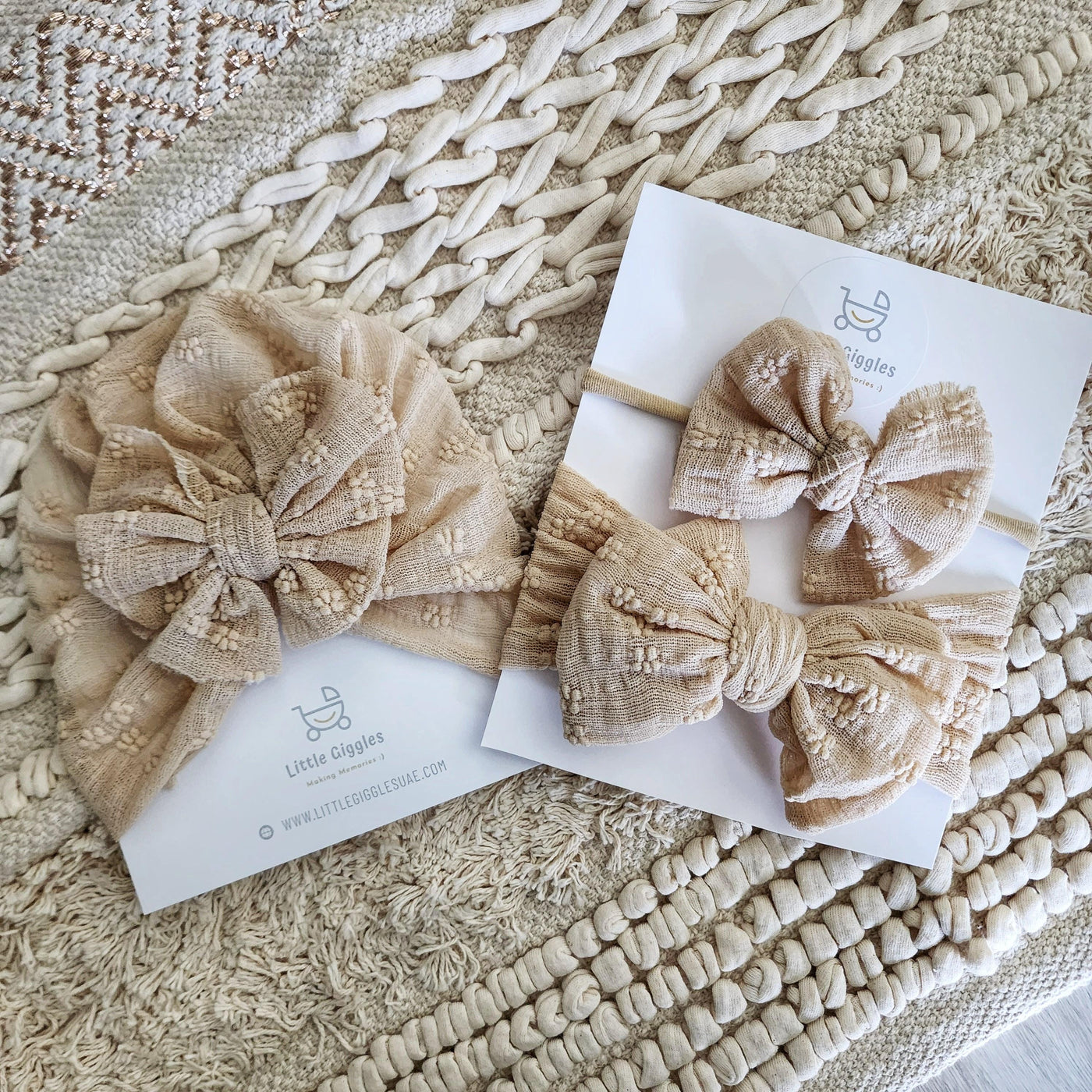 Beige Petal Headband Set