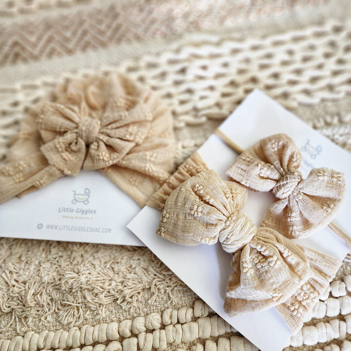 Beige Petal Headband Set