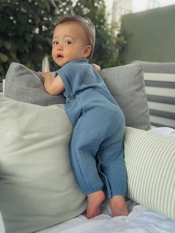 Navy Austen Romper | Little Giggles