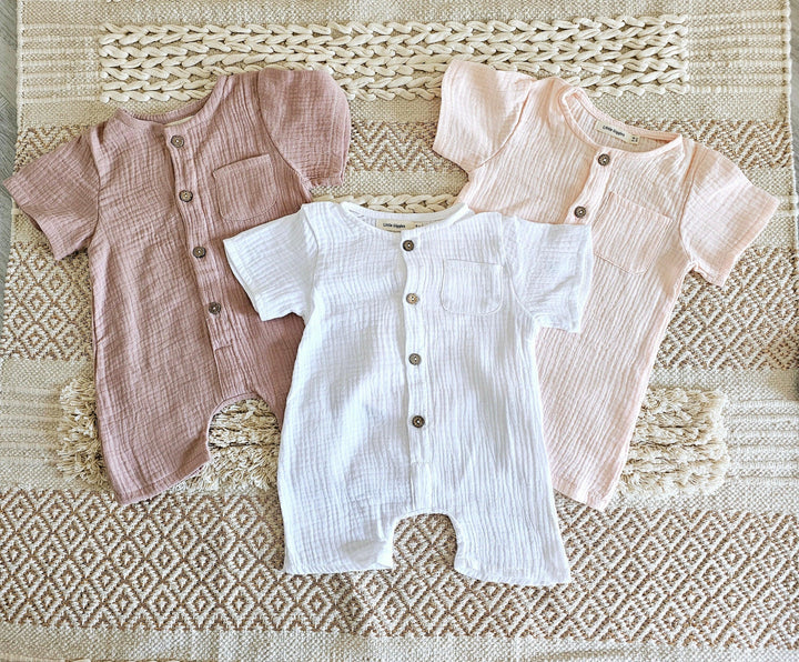 Kirby Cotton Muslin Rompers - Pinks