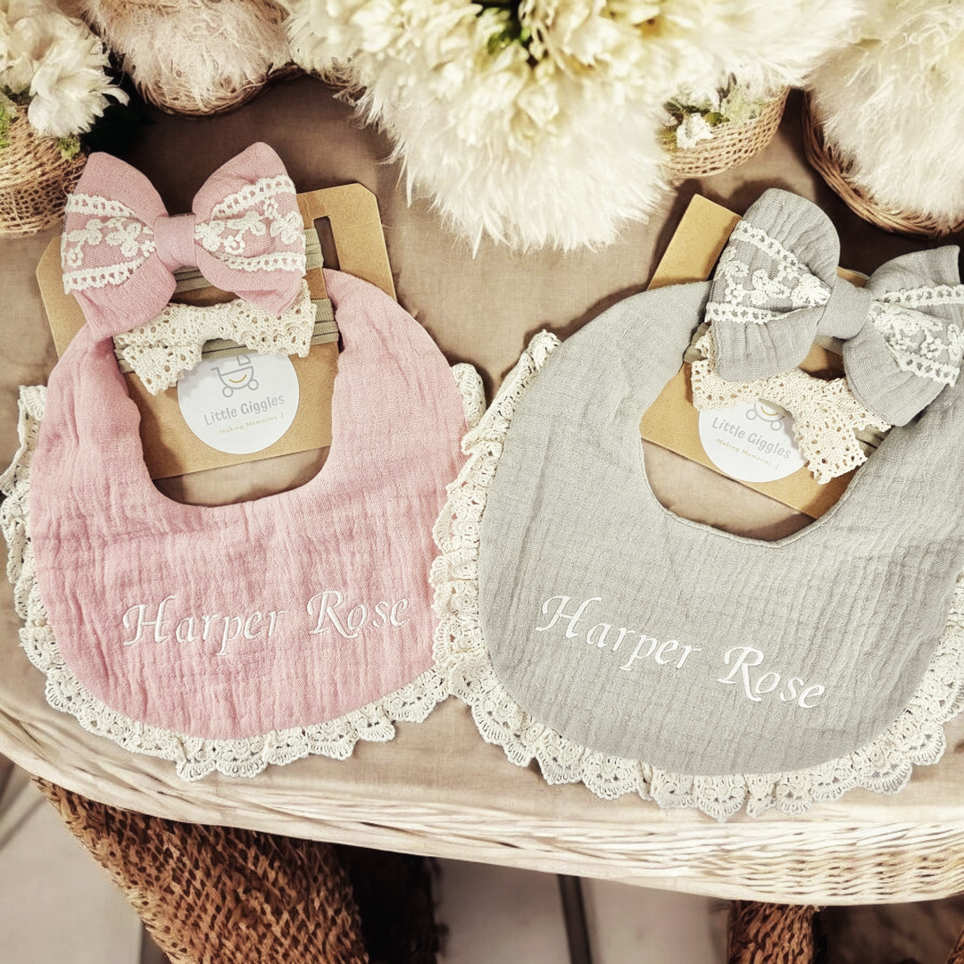 Lace Bib and Headband Set