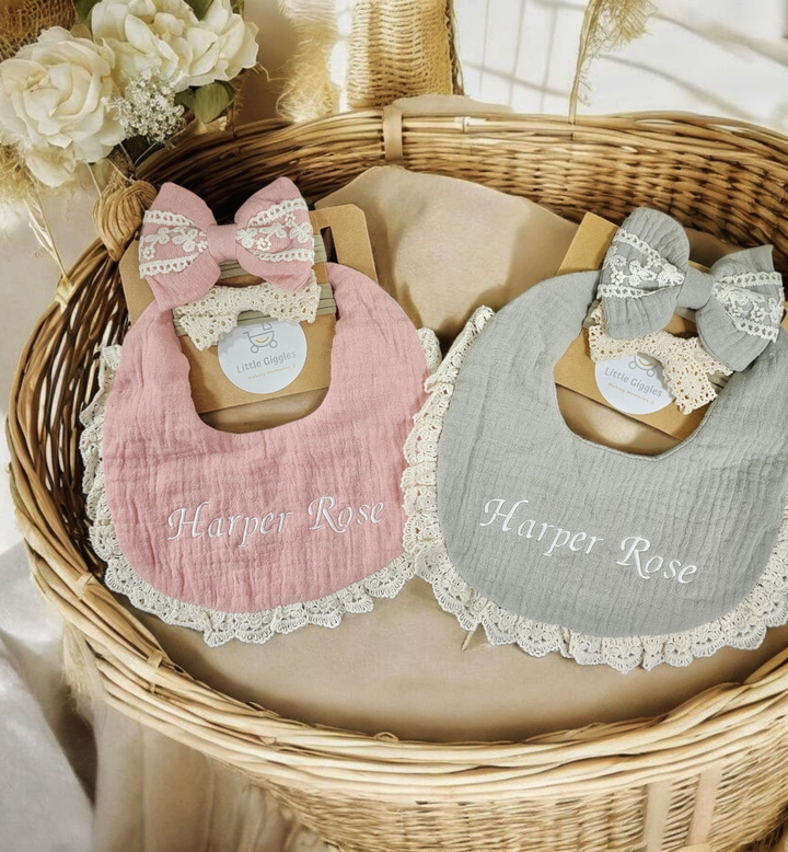 Lace Bib and Headband Set