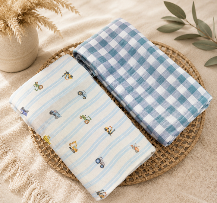 Busy Tractor Swaddle Set