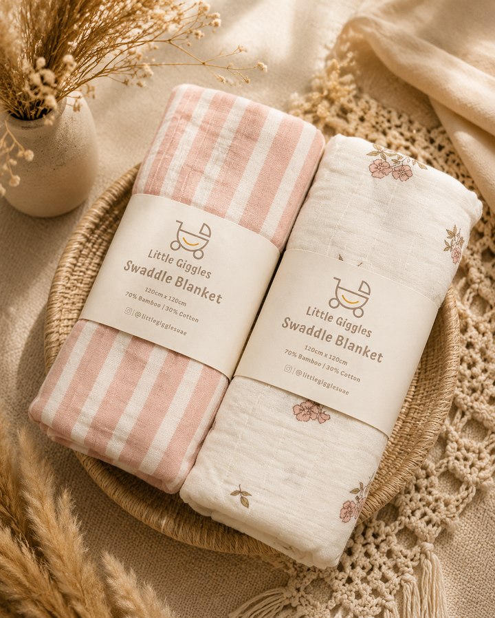 Pink Floral Swaddle Set