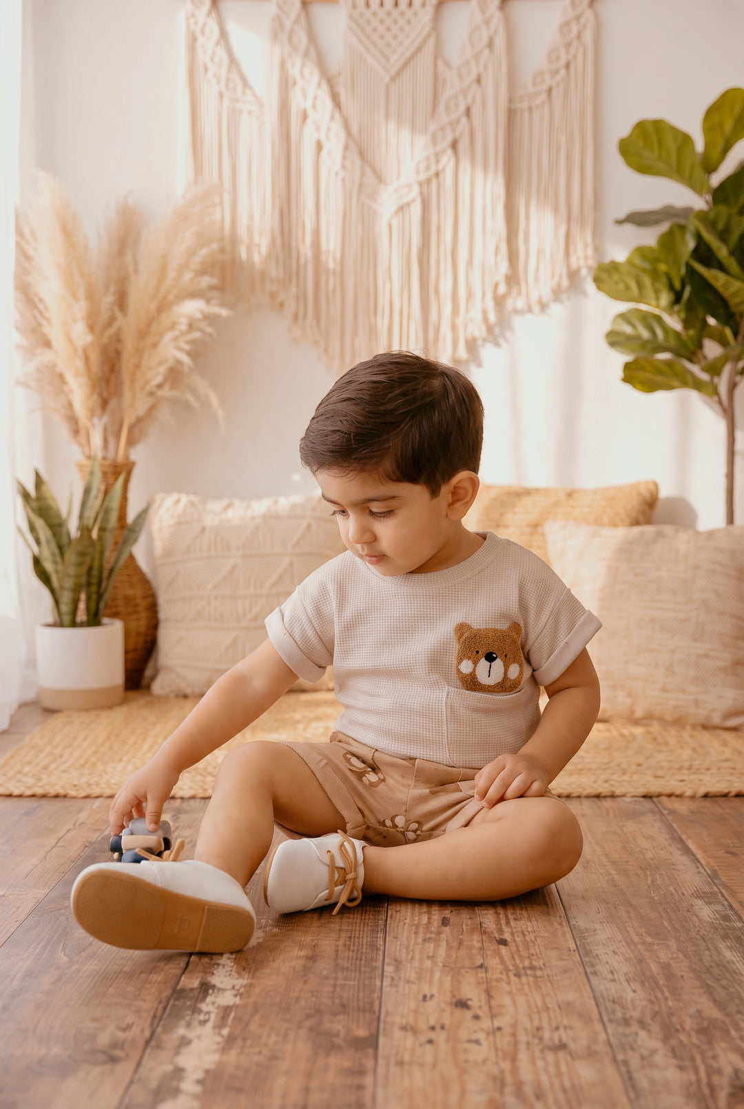 Little Bear Waffle Knit Set