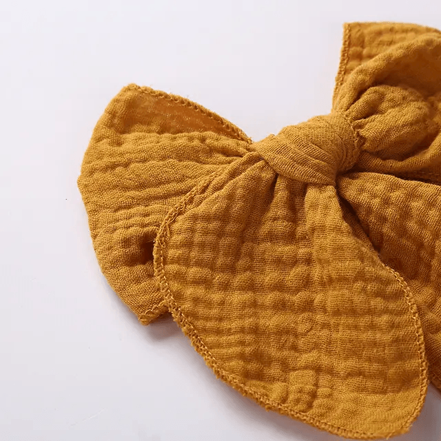 Mustard Cotton Muslin Hair Clips