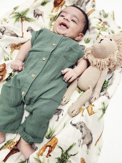 Green Austen Romper | Little Giggles