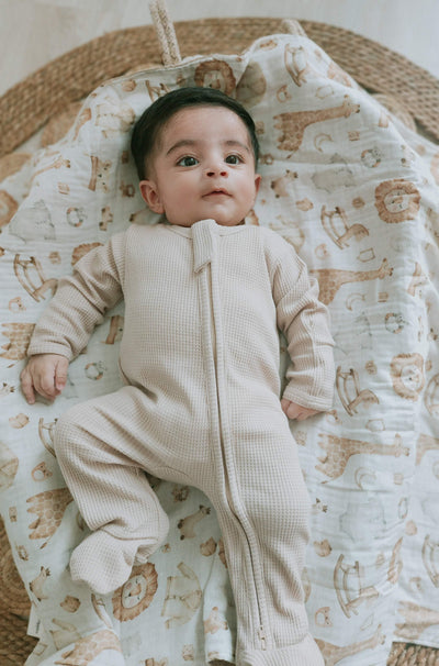 Latte Waffle Knit Zippy | Image 2