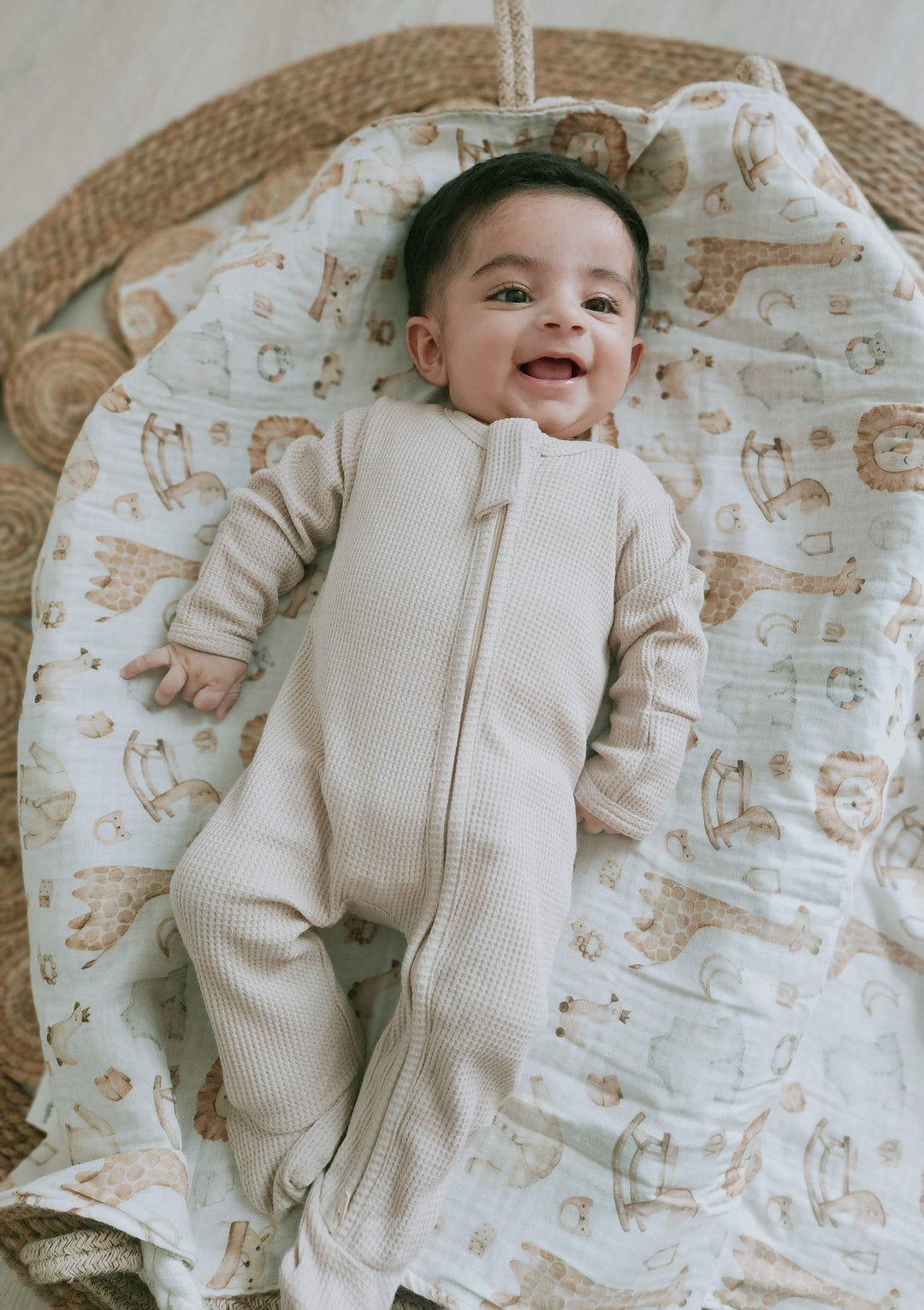 Latte Waffle Knit Zippy | Image 1