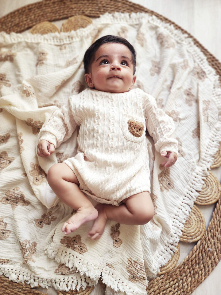 Cream Bear Romper | Image 1 | Little Giggles