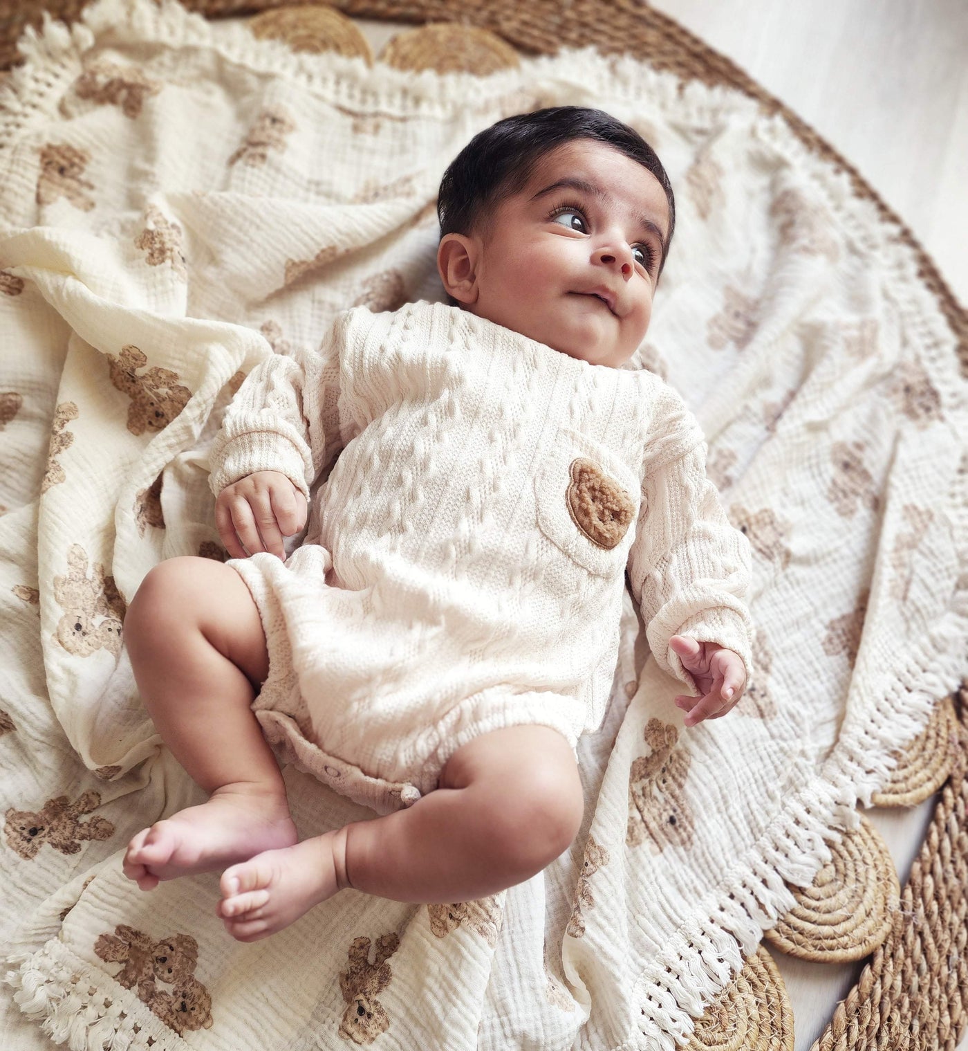 Cream Bear Romper | Image 3 | Little Giggles