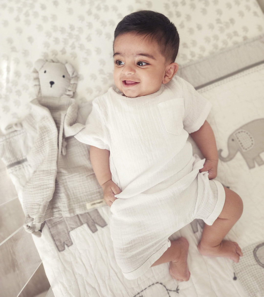 Muslin Cotton White Short Set | Image 1