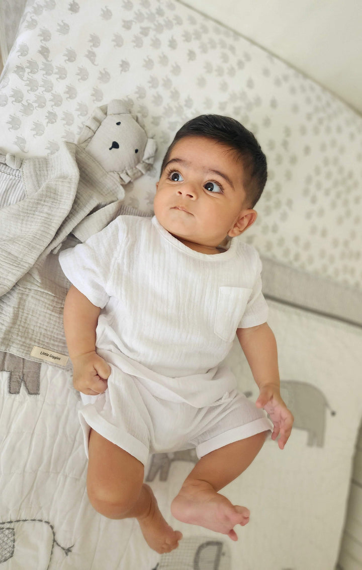 Muslin Cotton White Short Set | Image 3