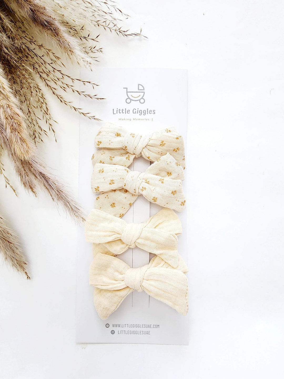 Cotton Muslin Cream Hair Clips
