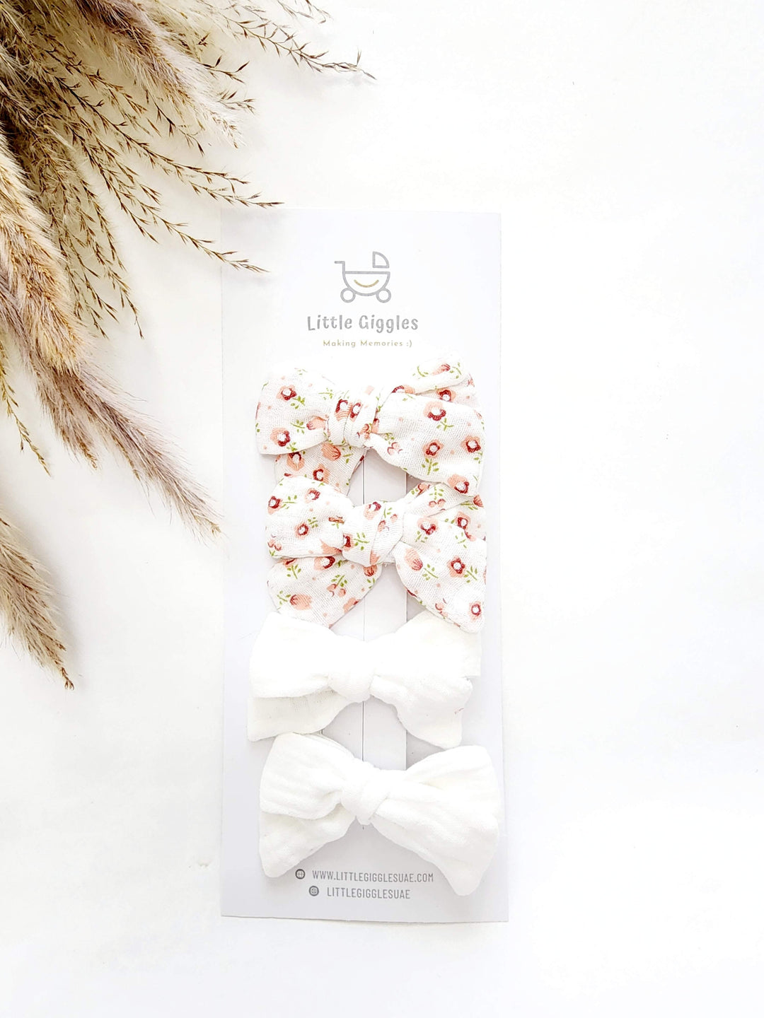 Cotton Muslin White Floral Hair Clips