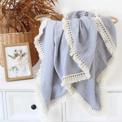 Blue Cotton Muslin Blanket