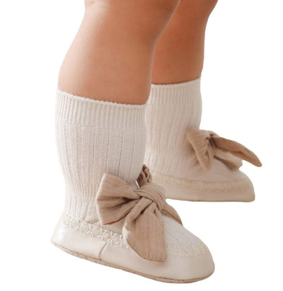Cream Bow Booties | Little Giggles UAE