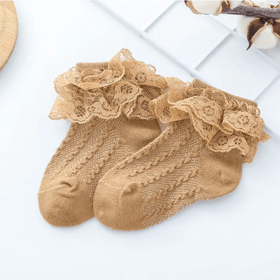 Lace Cotton Beige Socks