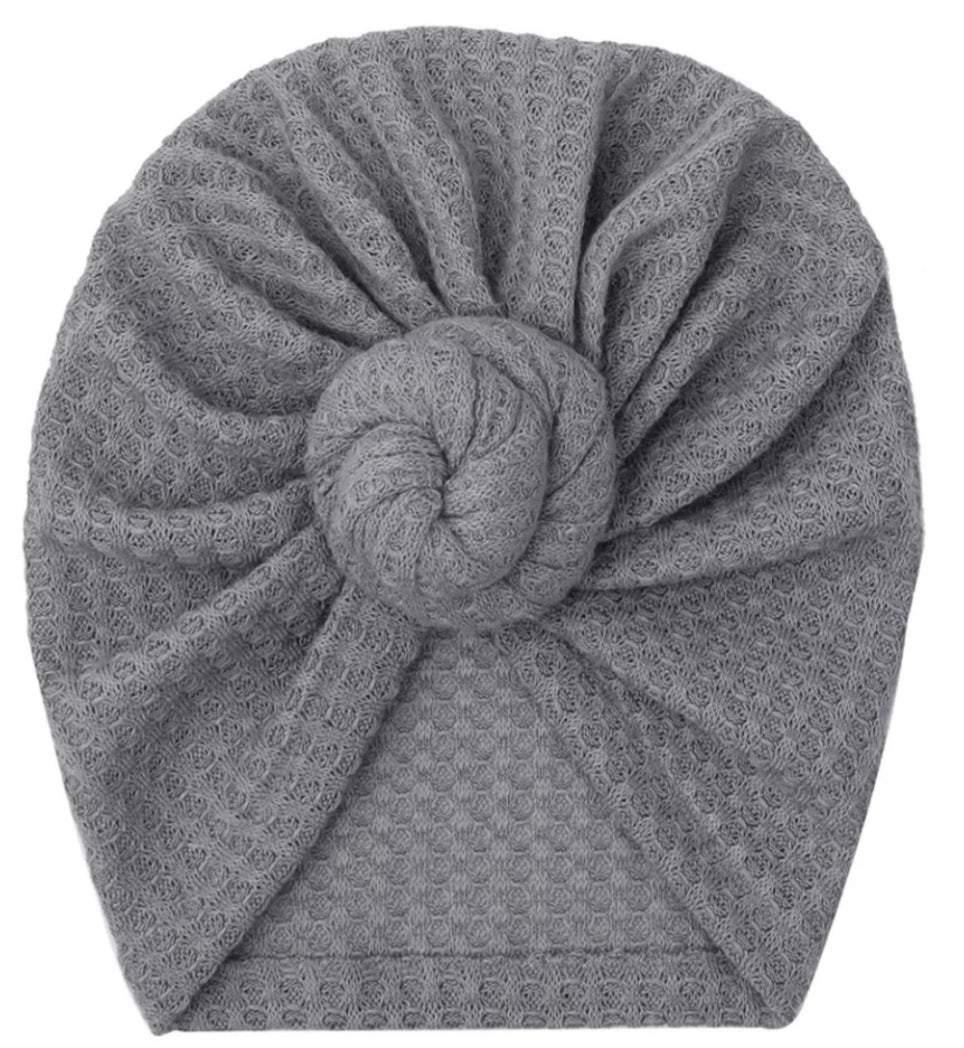 Waffle Knit Knot Grey Turban