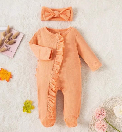 Pretty Ruffles Coral Romper