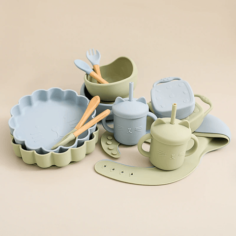 Kitty Tableware Green Set